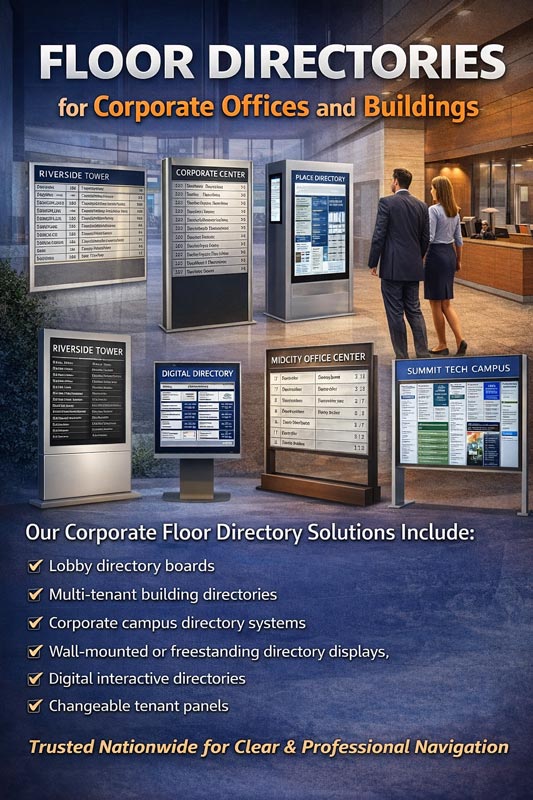 Corporate Office Floor Directory Signage